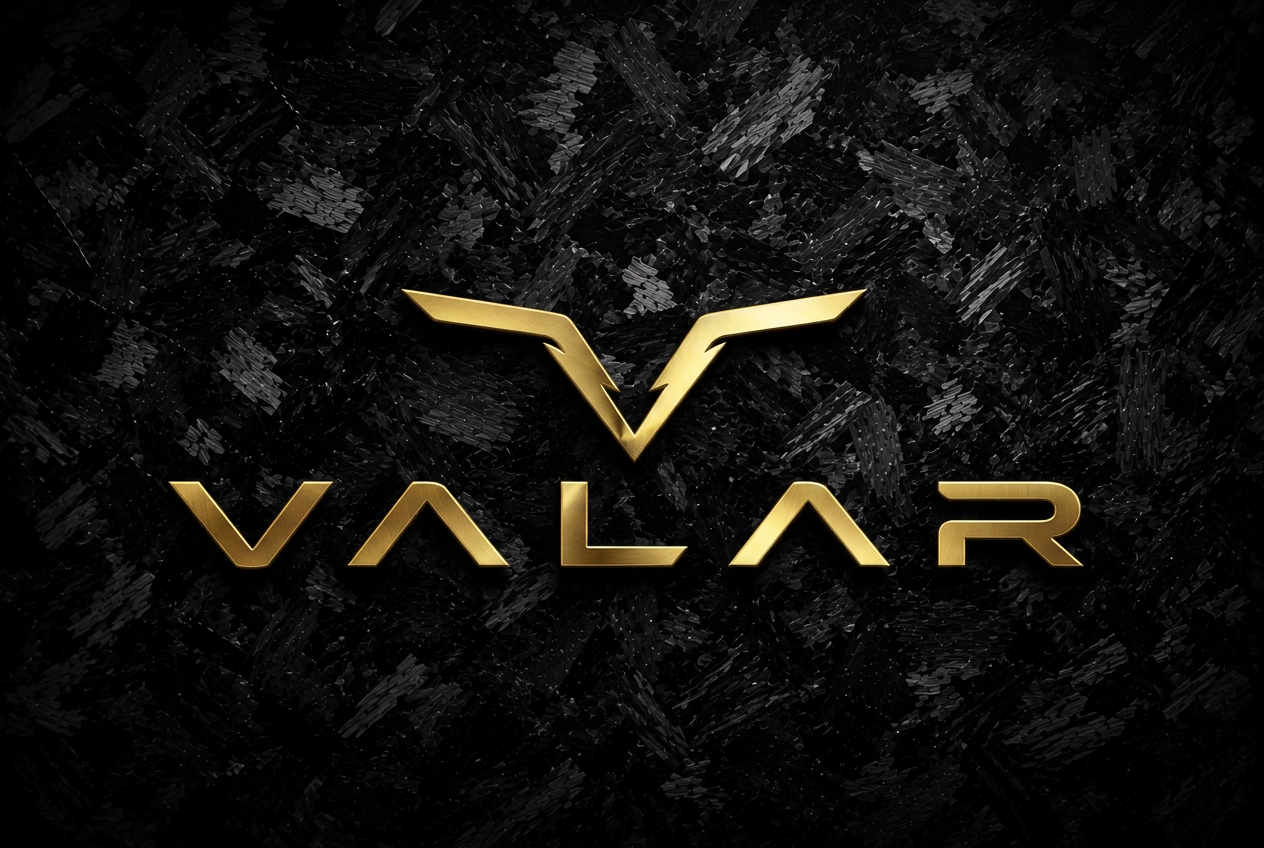 VALAR brand mark on carbon fibre